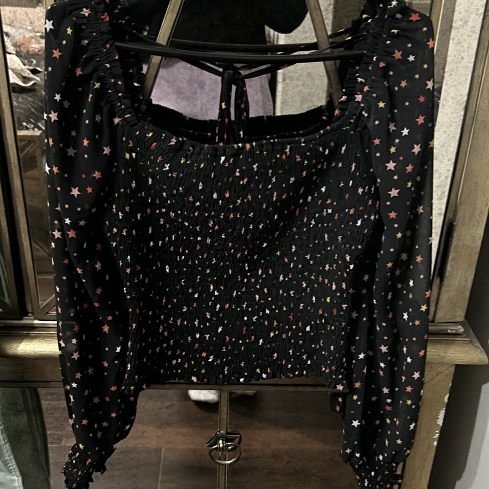 Astr the label smocked square neck long sleeve - Picture 2 of 2